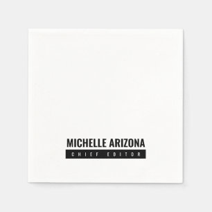 Serviette En Papier Minimaliste noir & blanc professionnel moderne