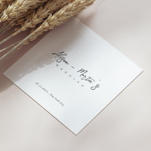 Serviette En Papier Minimaliste noir poigné Personnaliser le Mariage