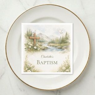 Serviette en papier minimaliste pour baptême à l'a