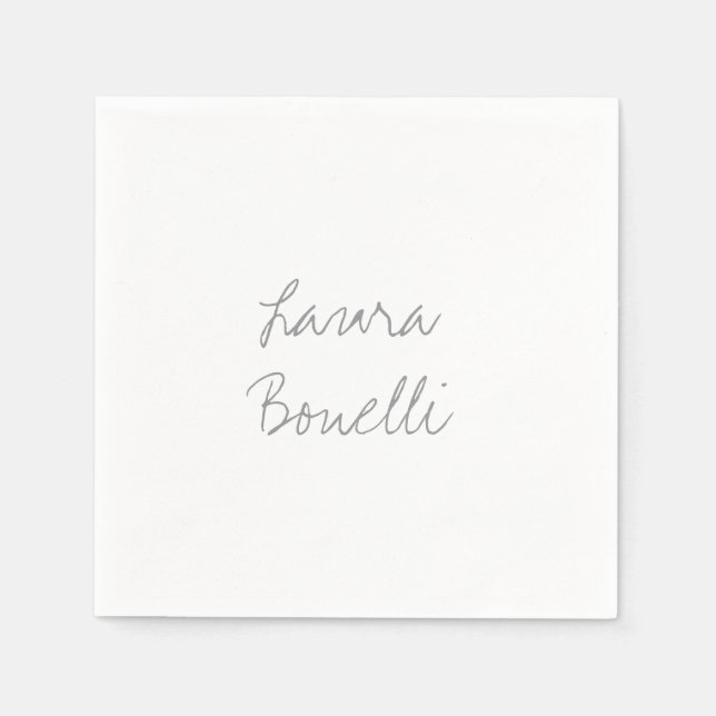 Serviette En Papier Minimaliste Professionnel Moderne Votre Nom (Devant)