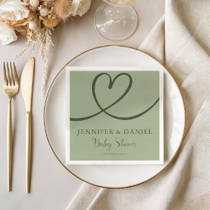 Serviette En Papier Minimaliste Sage Vert Élégant Baby shower Oh