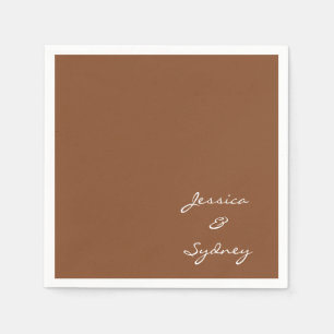 Serviette En Papier Minimaliste Sienna Brown Script Mariage personnali