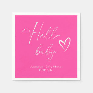Serviette En Papier Minimaliste Simple Rose Bonjour Bébé
