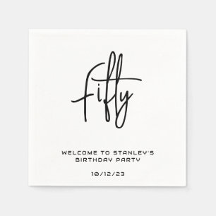 Serviette En Papier Minimaliste White Cinquante Anniversaire