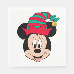 Serviette En Papier Minnie   Casquette elfe de Noël