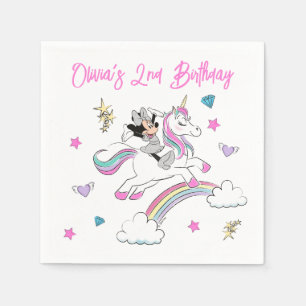 Serviette En Papier Minnie Mouse   Rainbow Unicorn Girls Birthday
