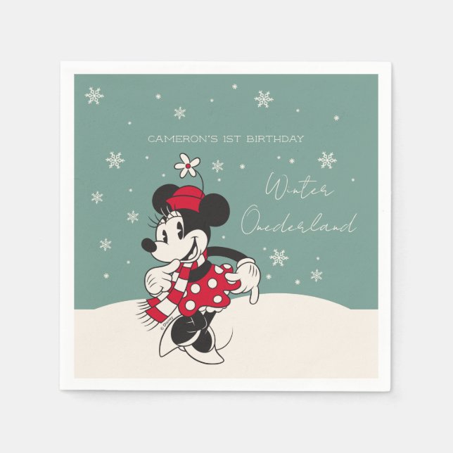 Serviette En Papier Minnie Mouse Winter Onederland 1er anniversaire (Devant)