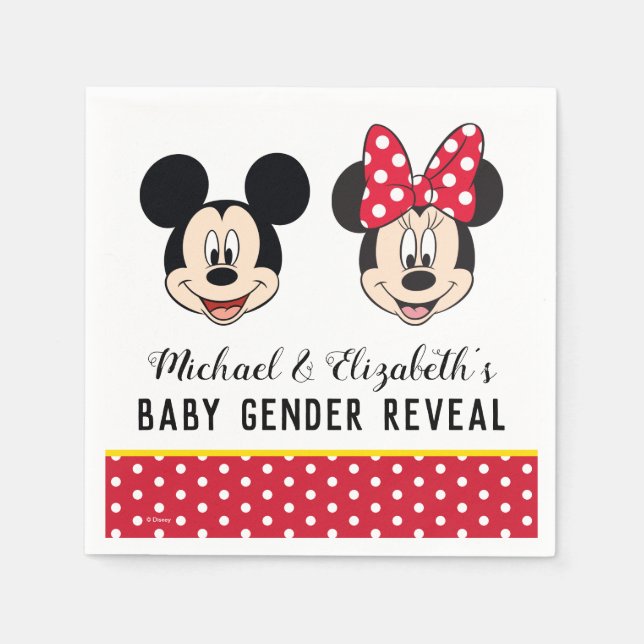 Serviette En Papier Minnie Souris rose et Baby shower bleu (Devant)