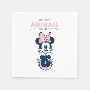 Serviette En Papier Minnie Souris rose et bleu 1er anniversaire