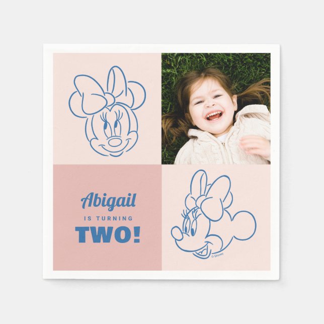 Serviette En Papier Minnie Souris rose | Filles Anniversaire (Devant)