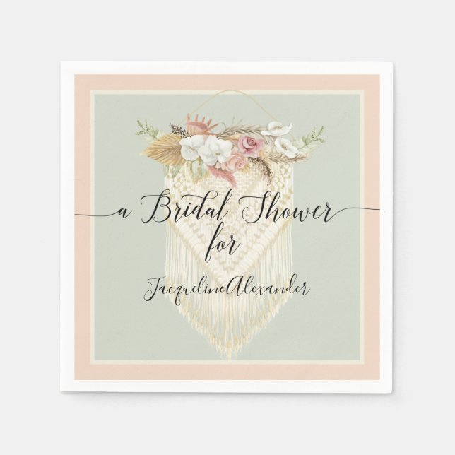 Serviette En Papier Mint Blush Pampas Grass Floral Vert Bridal (Devant)