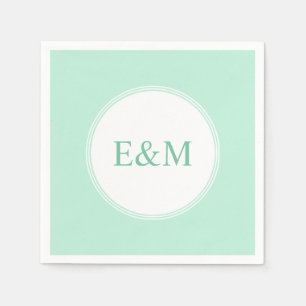 Serviette En Papier Mint Green Modèle Moderne Élégant Monogramme