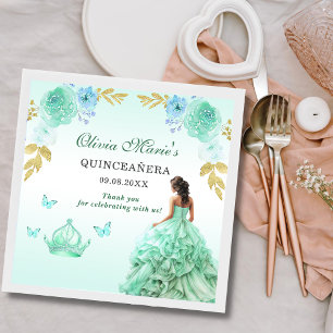 Serviette En Papier Mint Green Princess Robe Quinceañera Anniversaire