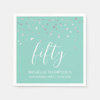 Mint Green Silver Confetti 50e fête d'anniversaire