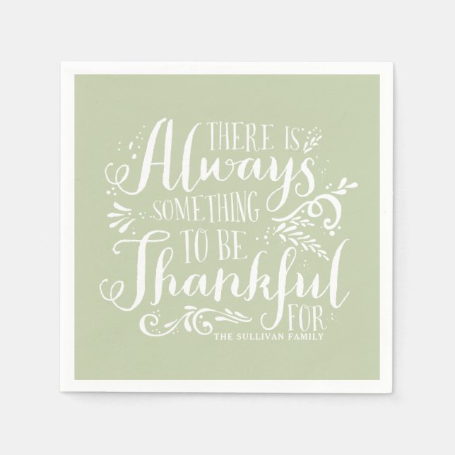Serviette En Papier Mint Green toujours remercier Citation Thanksgivin (Devant)