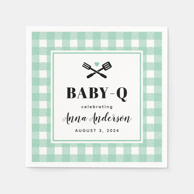 Serviette En Papier Mint Vert En vichy Plaid Baby Q (Devant)