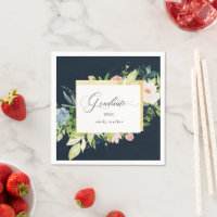 Minuit Blue Blush Floral Graduation serviettes