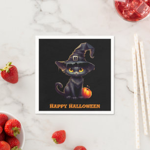 Serviette En Papier Minuit Halloween Le Chat Noir Cuisiné