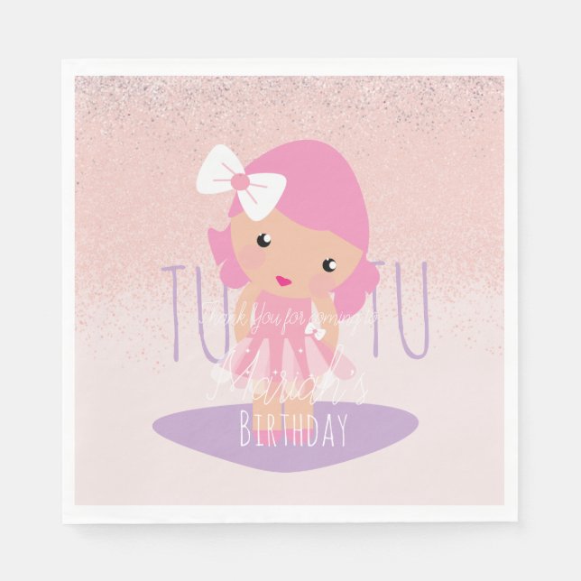 Serviette En Papier Minuscule Tutu fille's Birthday Cartoon Parties sc (Devant)