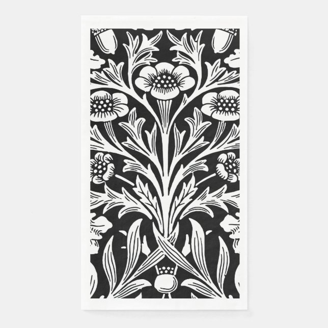 Serviette En Papier Miroirs's Acorns et chêne Feuille noir et blanc (Devant)