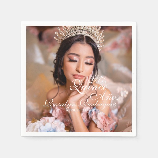Serviette En Papier Mis Quince Anos Quinceanera photo 15e anniversaire (Devant)
