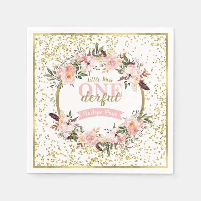 Serviette En Papier Miss ONEderful Anniversaire Napkin (Devant)