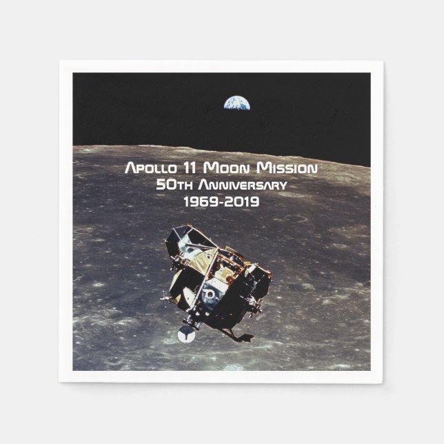 Serviette En Papier Mission historique Apollo 11 Moon 50e anniversaire (Devant)