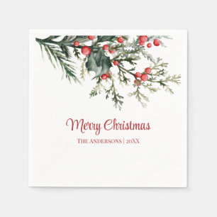 Serviette En Papier Mistletoe moderne Joyeux Noël