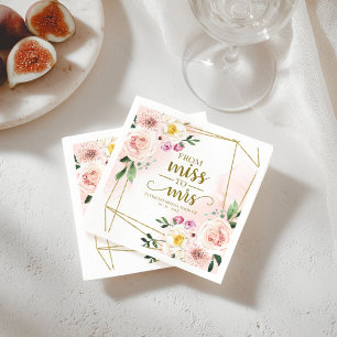 Serviette En Papier Mlle à Mme Blush Floral Fête des mariées géométriq