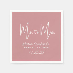 Serviette En Papier Mme à Mme Fête des mariées Puce Pink Calligraphy