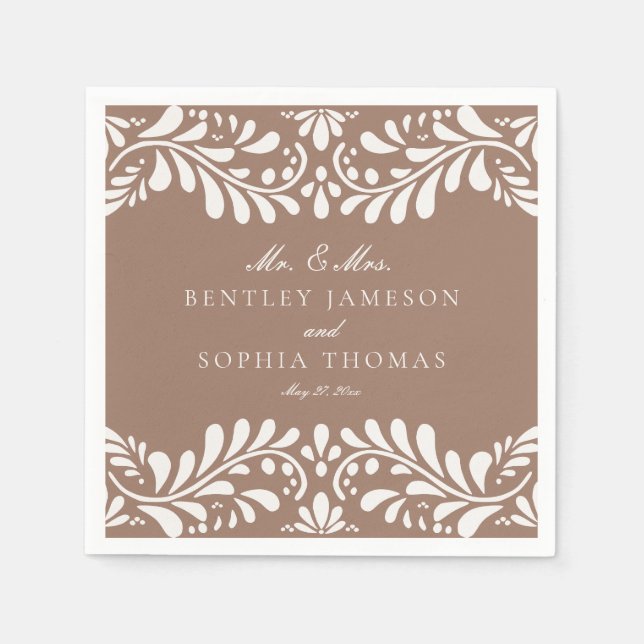 Serviette En Papier Mocha Brown Talavera Carrelage espagnol Fiesta Mar (Devant)