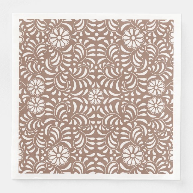Serviette En Papier Mocha Brown Talavera Carrelage style espagnol Fies (Devant)
