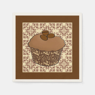 Serviette En Papier Mocha / Café Frosted Cupcake, Arrière - plan dente