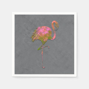 Serviette En Papier Mod Coloré Été Flamant Rose Chic Moderne Gris