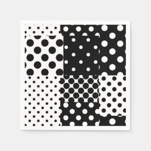 Serviette En Papier Mode Noir Blanc à pois Style Design