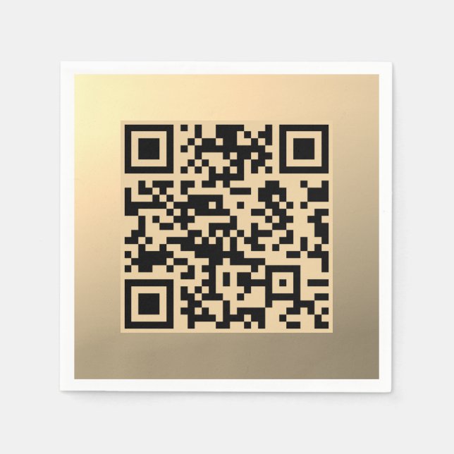 Serviette En Papier Modèle de code QR immédiatement modifiable | Or Fa (Devant)