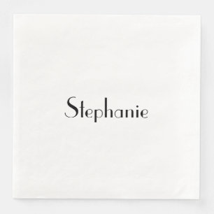 Serviette En Papier Modèle de monogramme de nom noir blanc personnalis