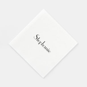 Serviette En Papier Modèle de monogramme de nom Noir Blanc Personnalis