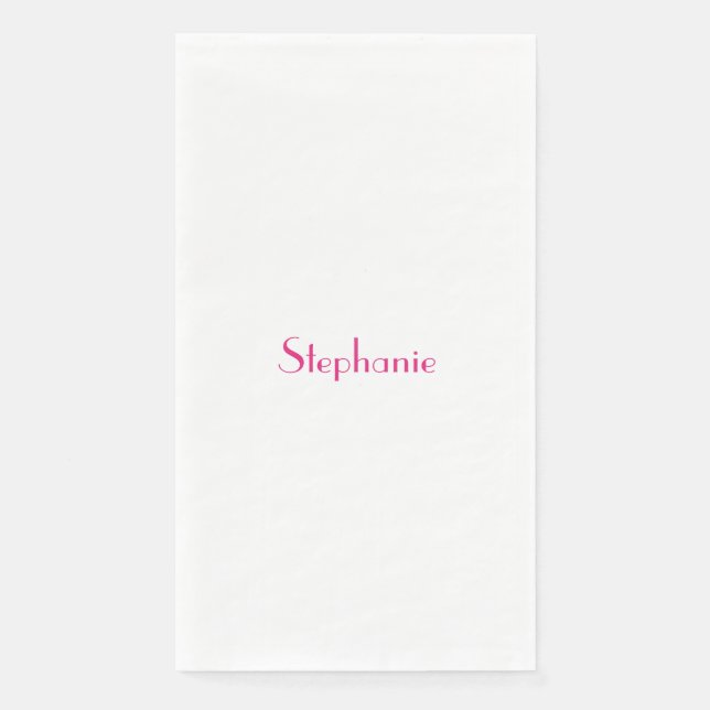Serviette En Papier Modèle de monogramme de nom Rose Blanc Personnalis (Devant)