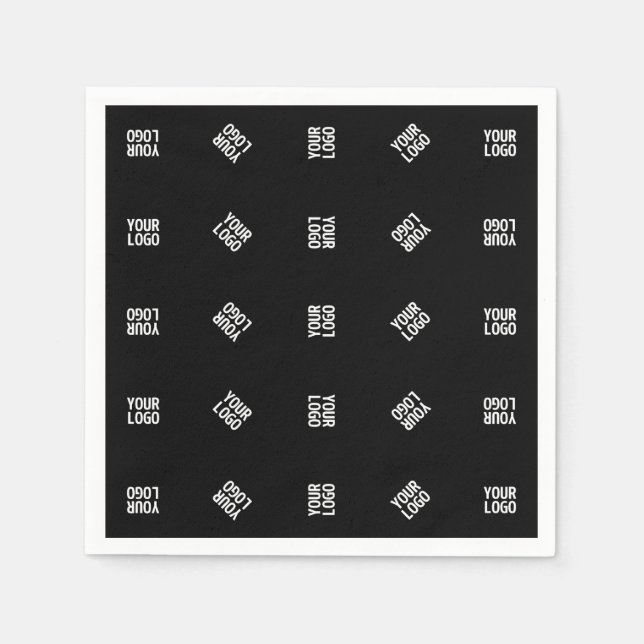 Serviette En Papier Modèle de Motif Logo moderne unique | Black (Devant)