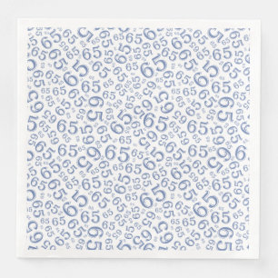 Serviette En Papier Modèle de nombre aléatoire 65e âge bleu/blanc