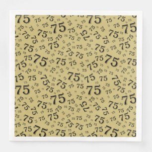 Serviette En Papier Modèle de nombre aléatoire 75e âge Noir/Or