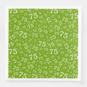 Serviette En Papier Modèle de nombre aléatoire 75e âge Vert/Blanc