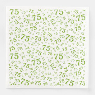 Serviette En Papier Modèle de nombre aléatoire 75e âge Vert/Blanc