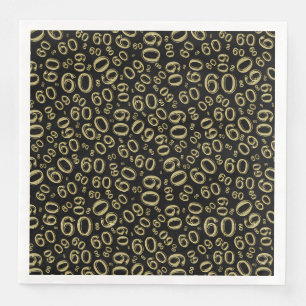 Serviette En Papier Modèle de nombre aléatoire de 60 ans or/noir