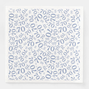 Serviette En Papier Modèle de nombre aléatoire de 70 ans bleu/blanc