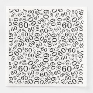 Serviette En Papier Modèle de nombre aléatoire de l'âge 60 Noir/Blanc