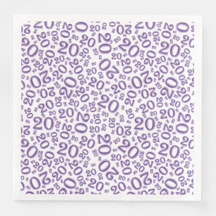 Serviette En Papier Modèle de nombre aléatoire de l'ère 20 Purple/Blan