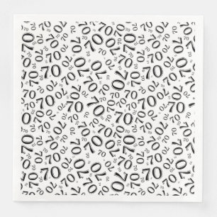 Serviette En Papier Modèle de nombre aléatoire noir/blanc pour le 70e