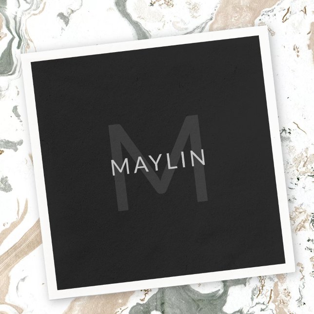 Serviette En Papier Modèle de texte modifiable pour le nom monographiq (Créateur téléchargé)